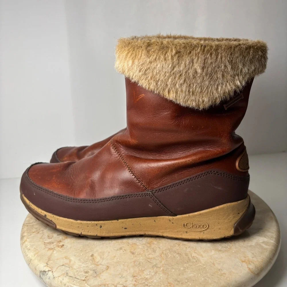 Chaco Borealis MidSpice‎ Women's Leather Fur Lined Winter Boots Size 8